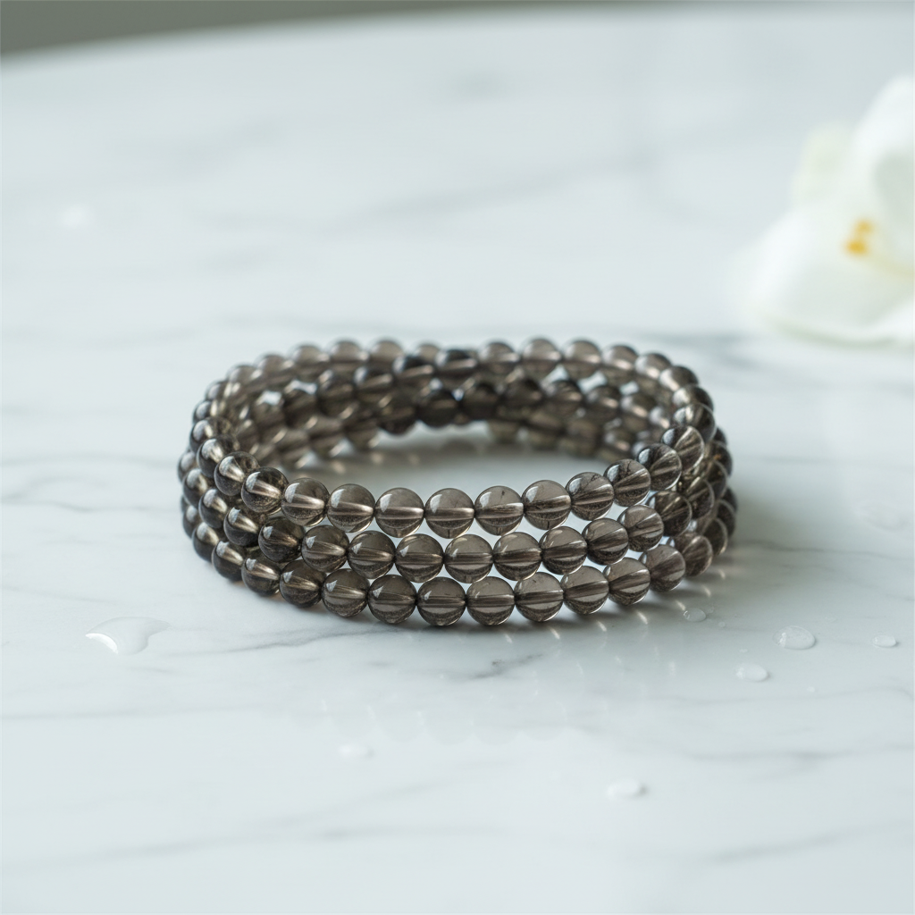 Bracciale Quarzo Fumé - Product shot su marmo