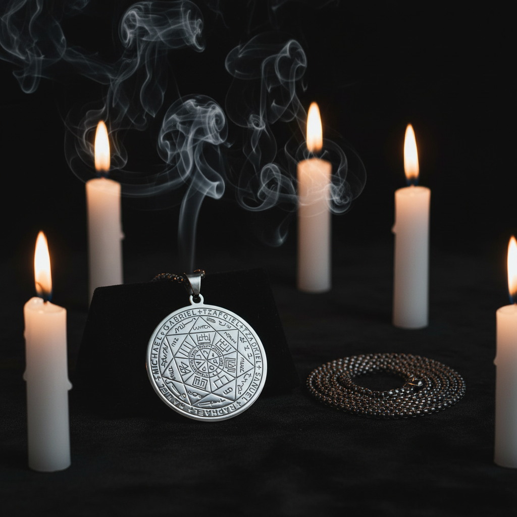 Collana Sigillo 7 Arcangeli - velluto nero con candele