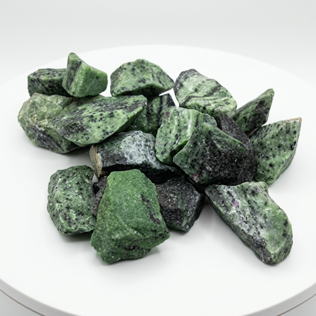 Rubino in zoisite grezzo con luce morbida