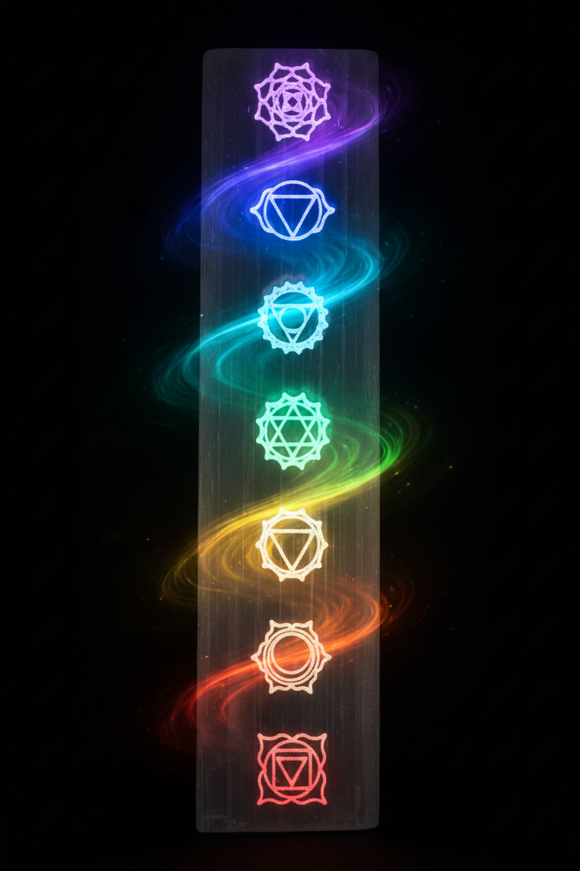 Lastra Selenite Chakra - Chakra Colorati