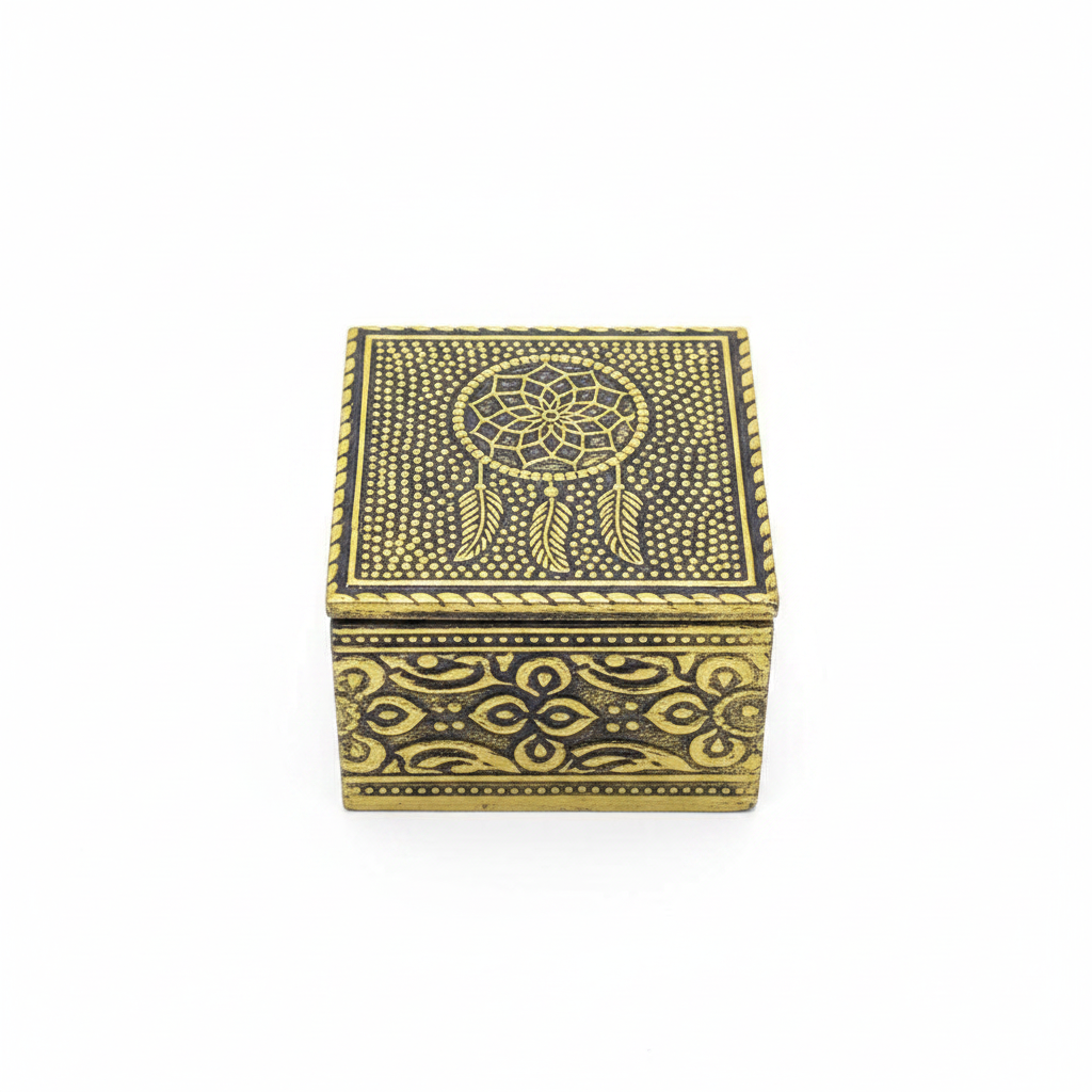 Scatola legno oro Acchiappasogni