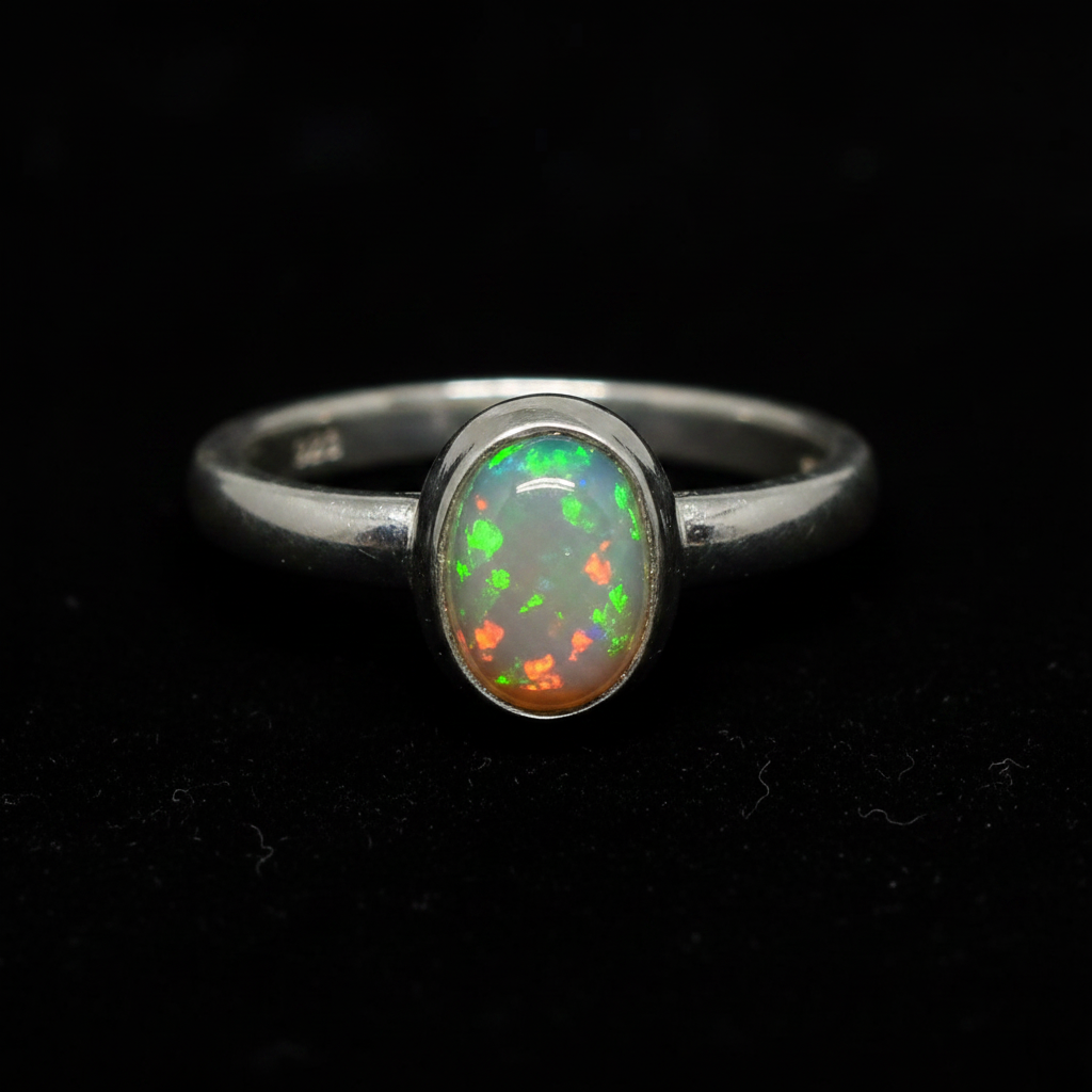 Anello Opale Arlecchino - Macro close-up