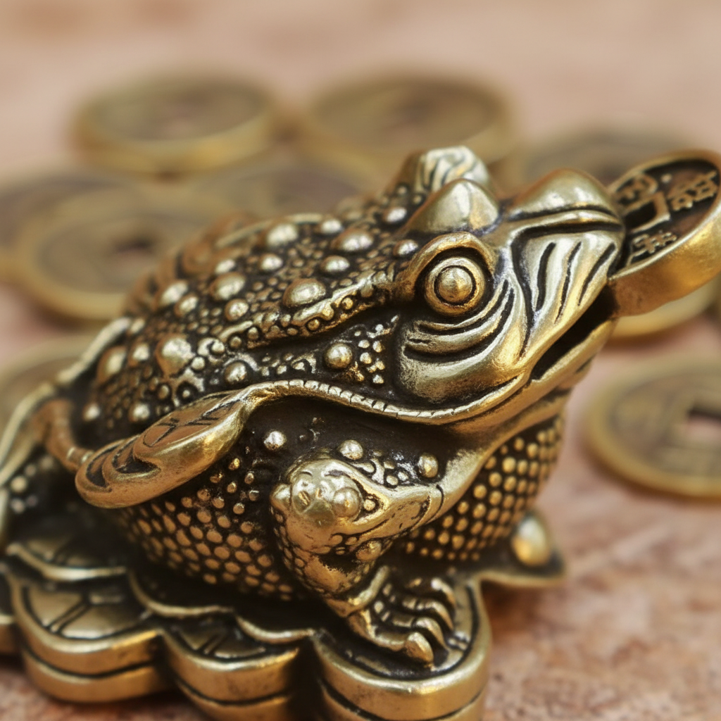 Rana fortuna ottone 4cm - macro texture