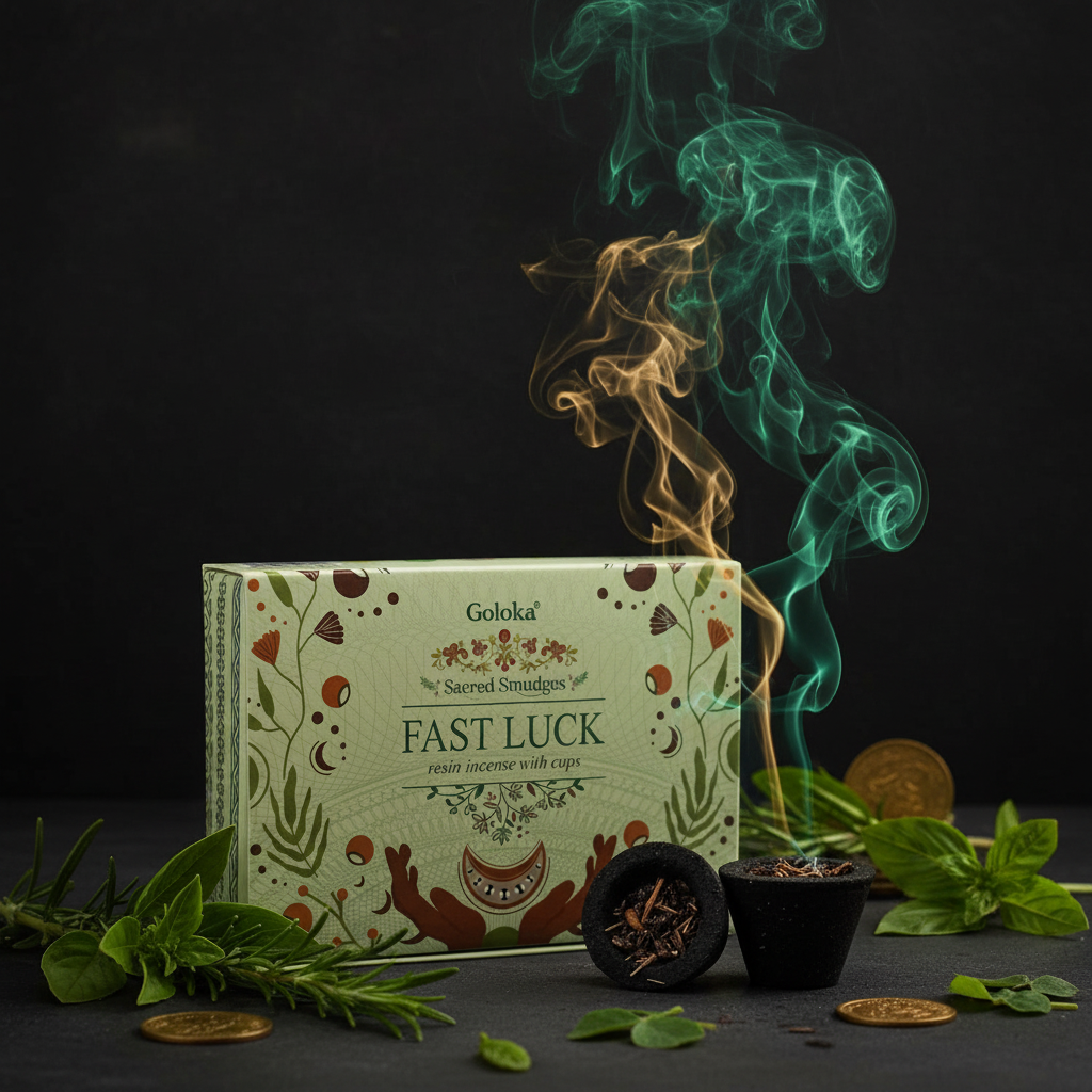 Carboncini con fumo verde-dorato rituale fortuna