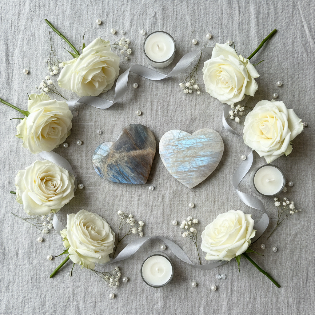 Cuori Pietra di Luna - Flat Lay Elegante