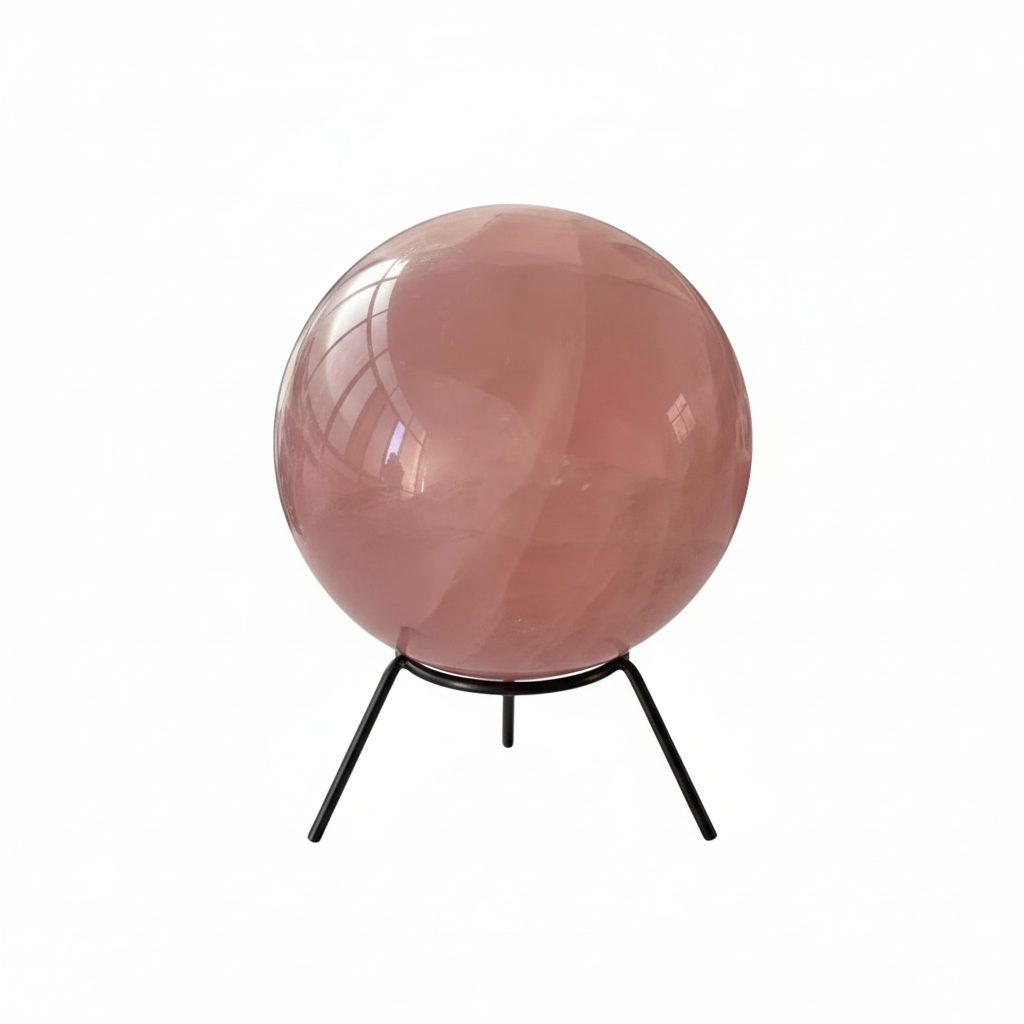 Sfera Quarzo Rosa sfondo bianco