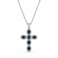 Collana in acciaio inox con croce zirconata blu