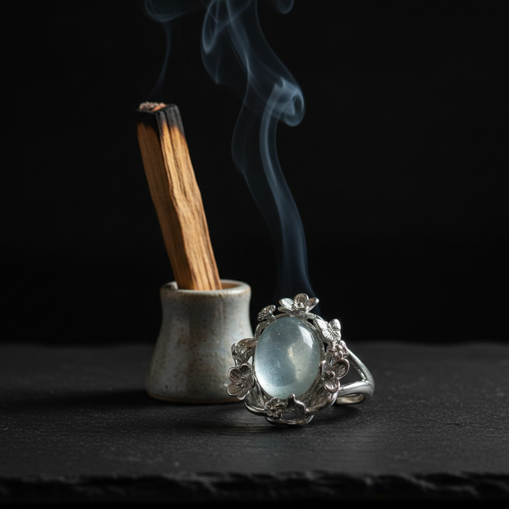 Anello acquamarina palo santo