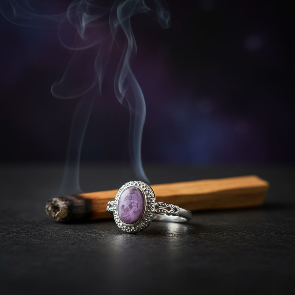 Anello charoite palo santo