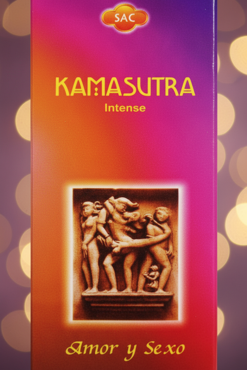 SAC Kamasutra Incense - macro close-up sfondo viola dorato