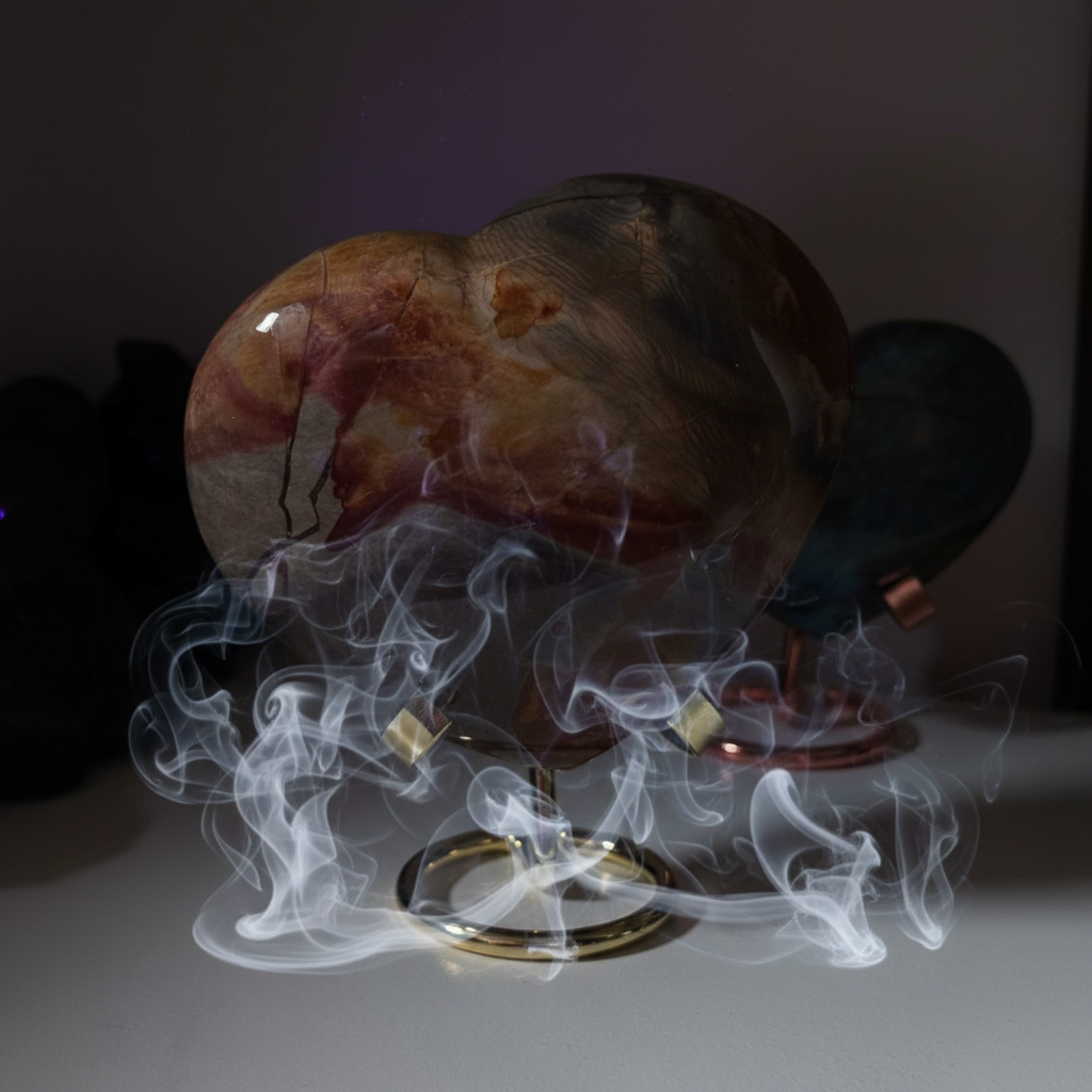 Cuore in Diaspro Oceano con fumo mistico