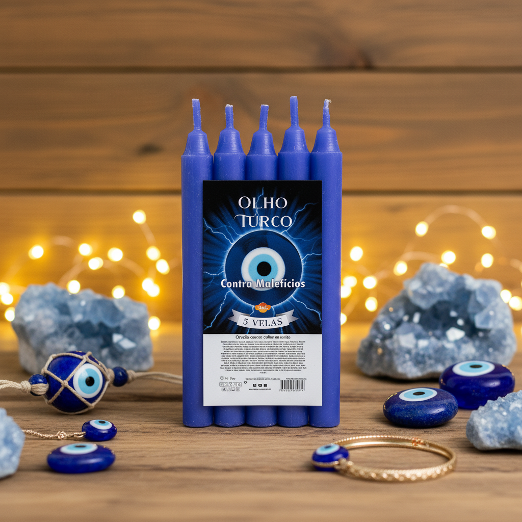 Candele rituali Occhio Turco lifestyle con decorazioni e luci soffuse