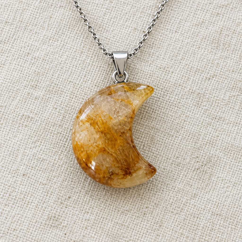 Collana Luna su lino chiaro