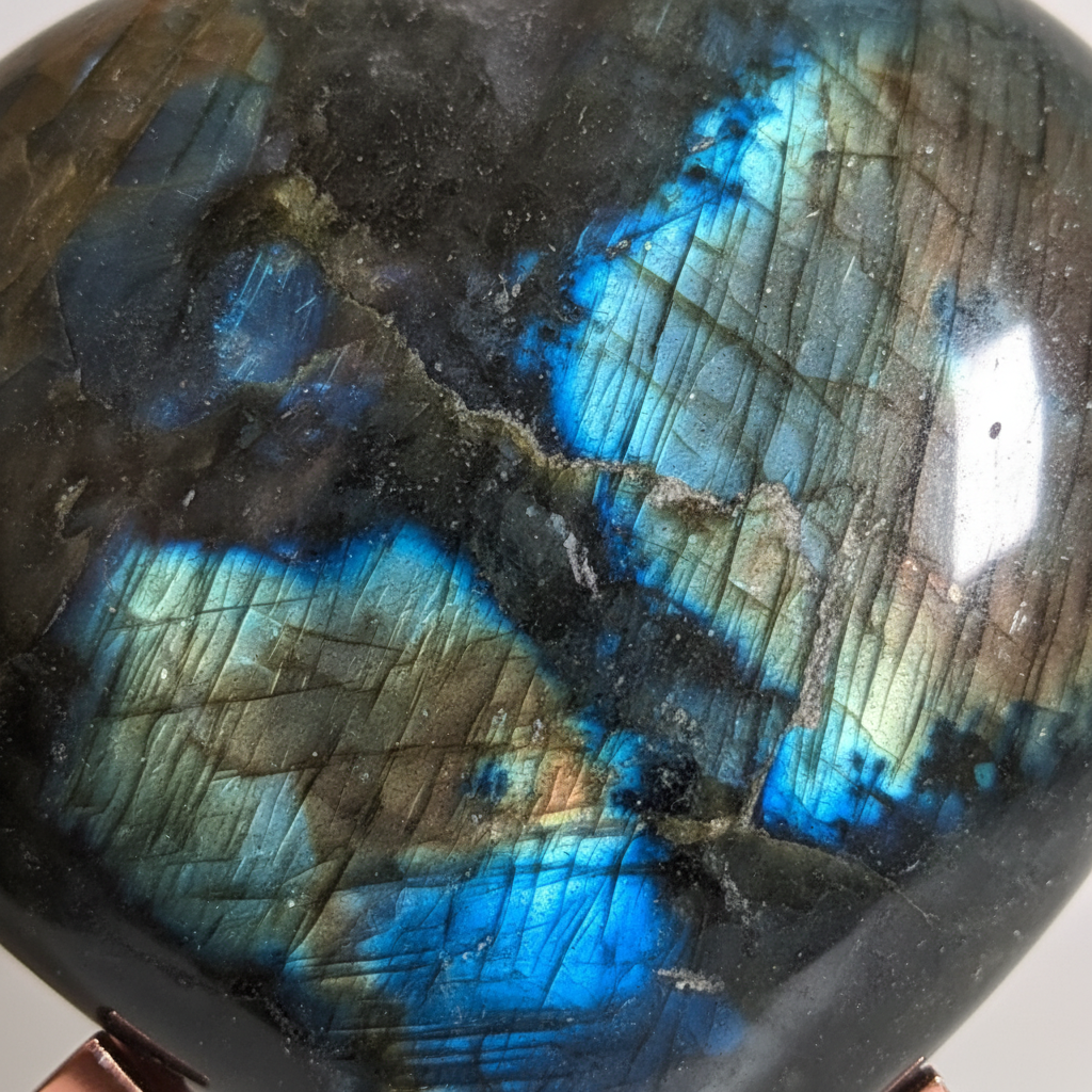 Cuore in Labradorite - macro close-up labradorescenza