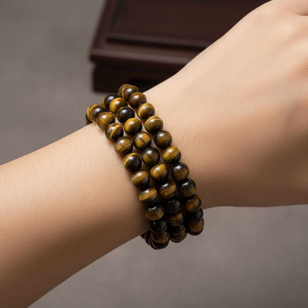 Bracciale Occhio di Tigre 8mm - lifestyle indossato