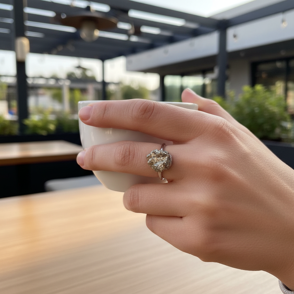 Anello pirite lifestyle indossato
