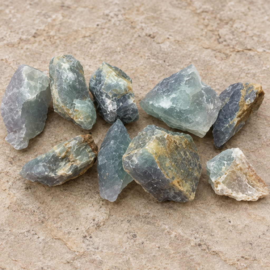 Assortimento di fluorite blu grezza