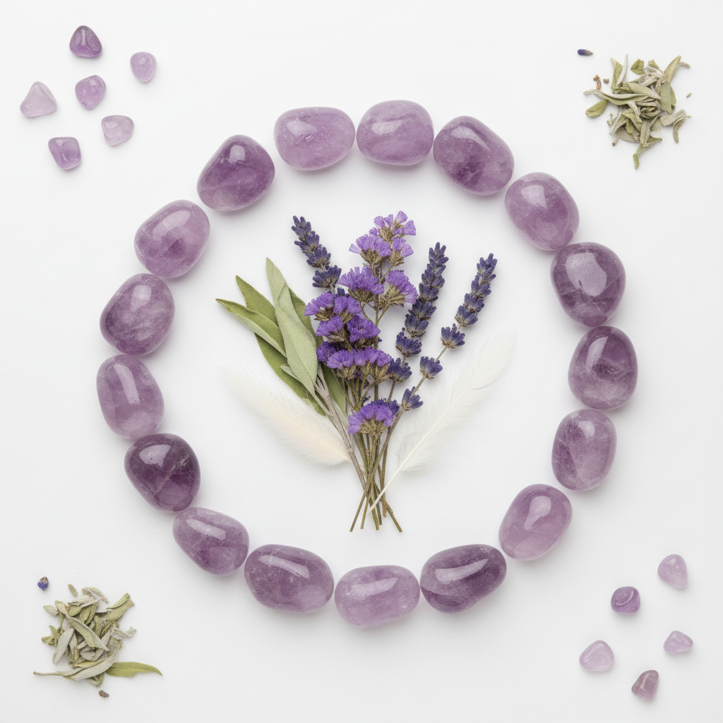 Ametiste con fiori secchi e salvia