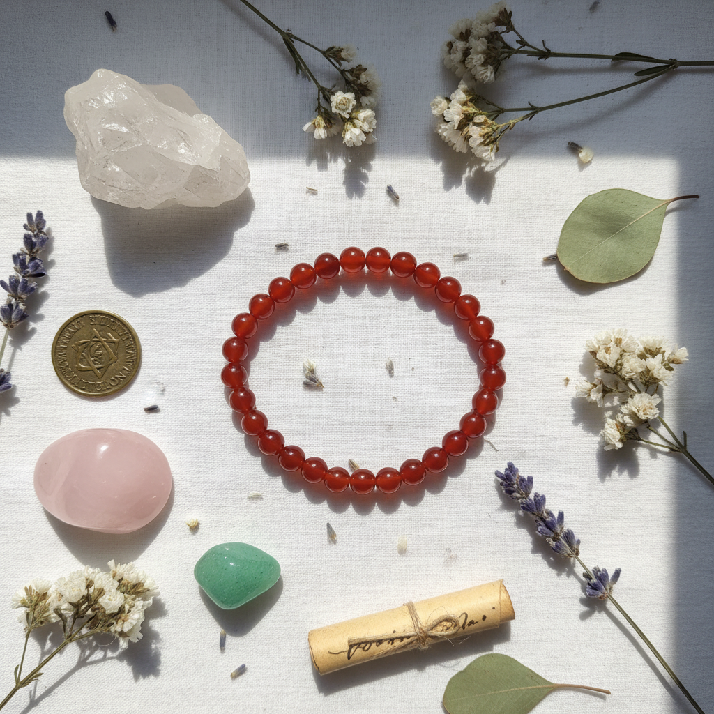 Bracciale Corniola - Flat lay editoriale