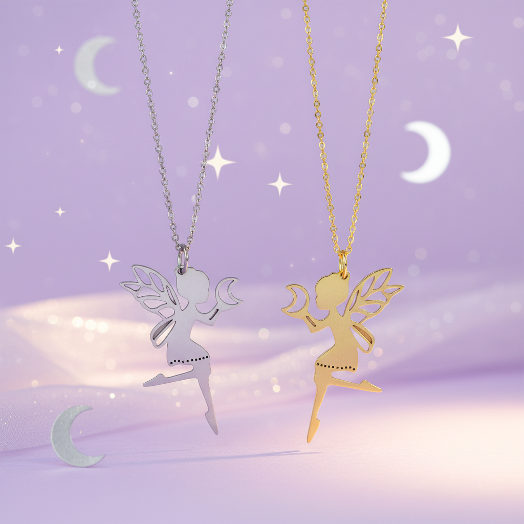Collana Fata con Luna - sfondo lilla lunare