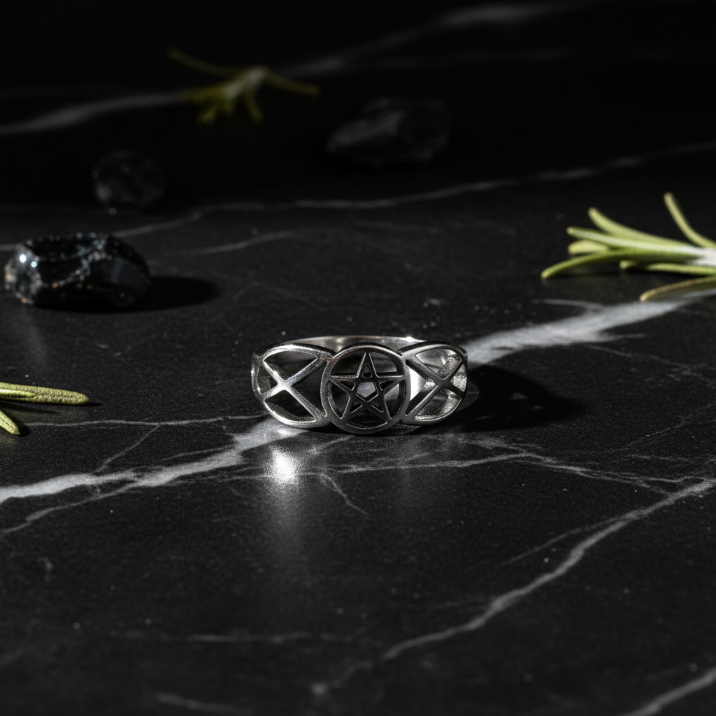 Anello Pentacolo - Marmo nero