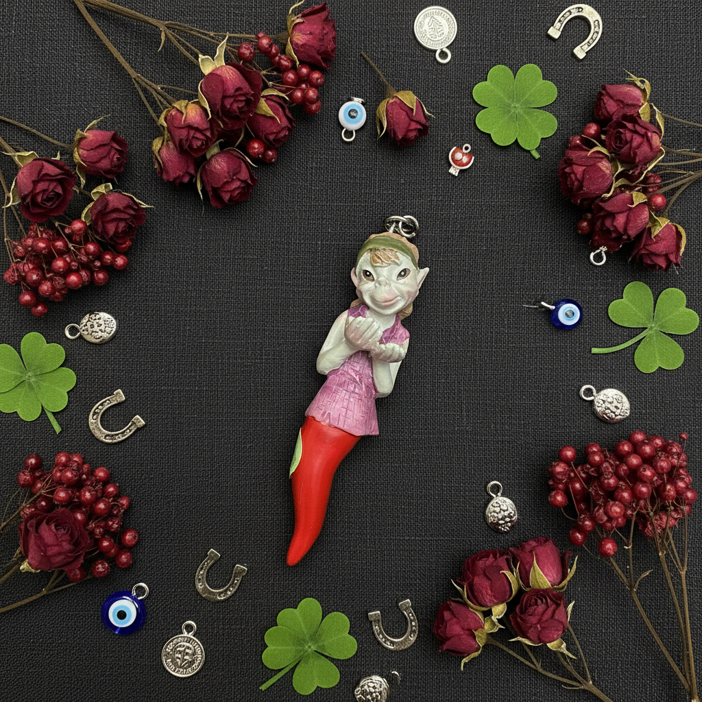 Pixie Femmina Corno - composizione portafortuna
