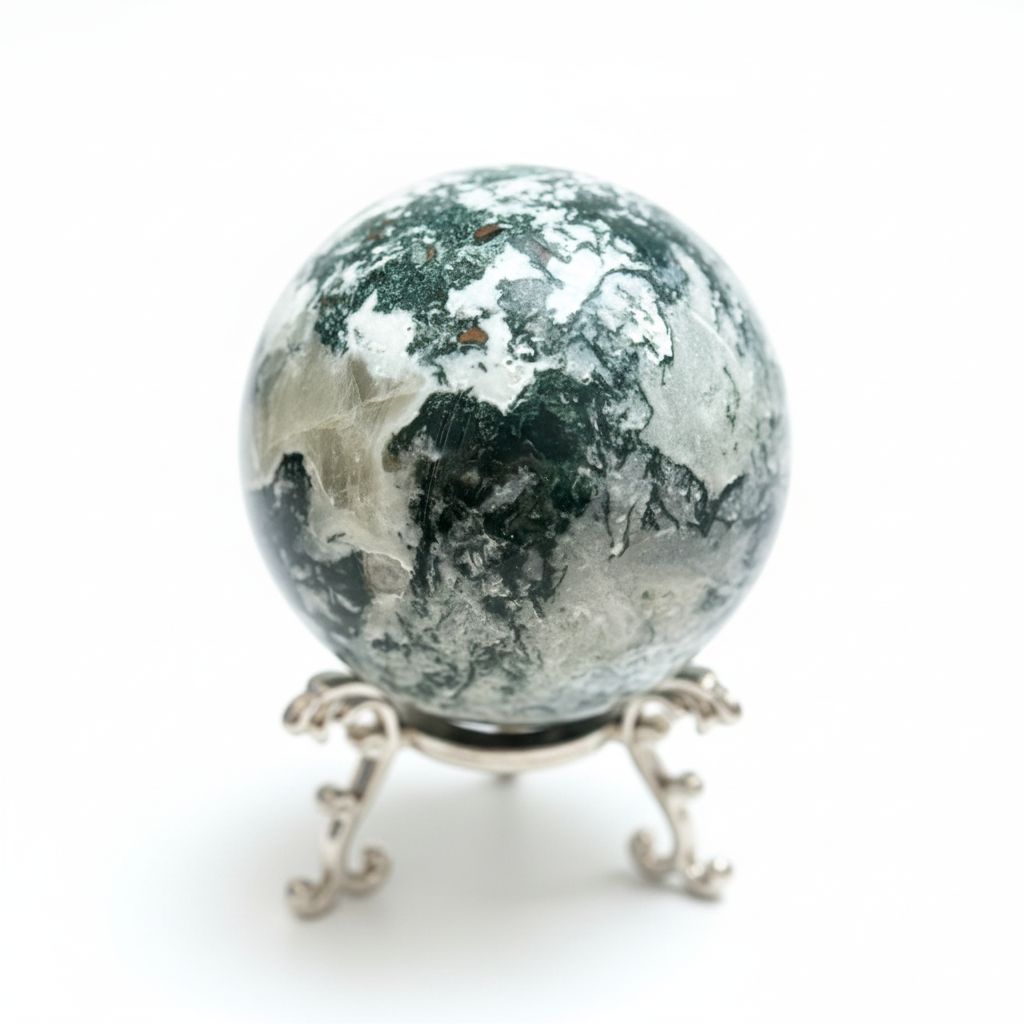 Sfera Agata Muschiata - sfondo bianco