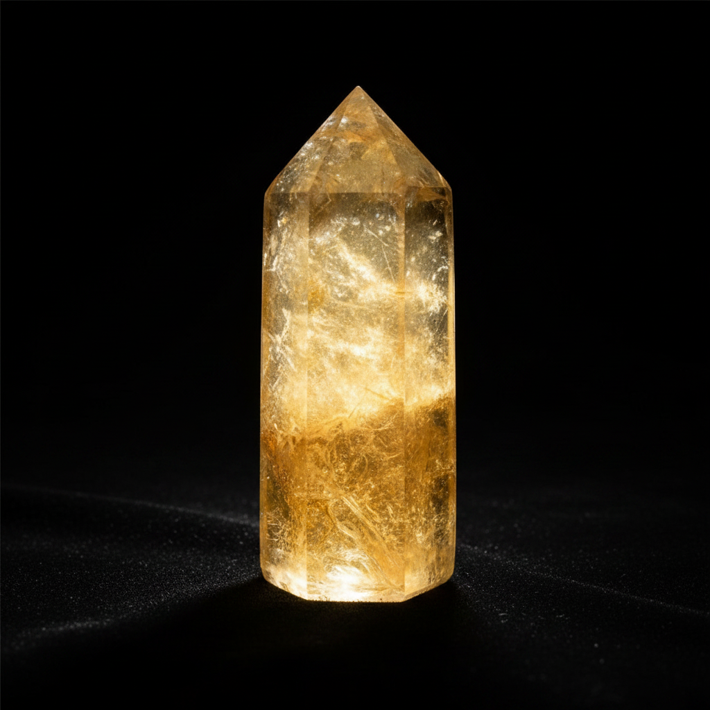 Torre di calcite miele - velluto nero