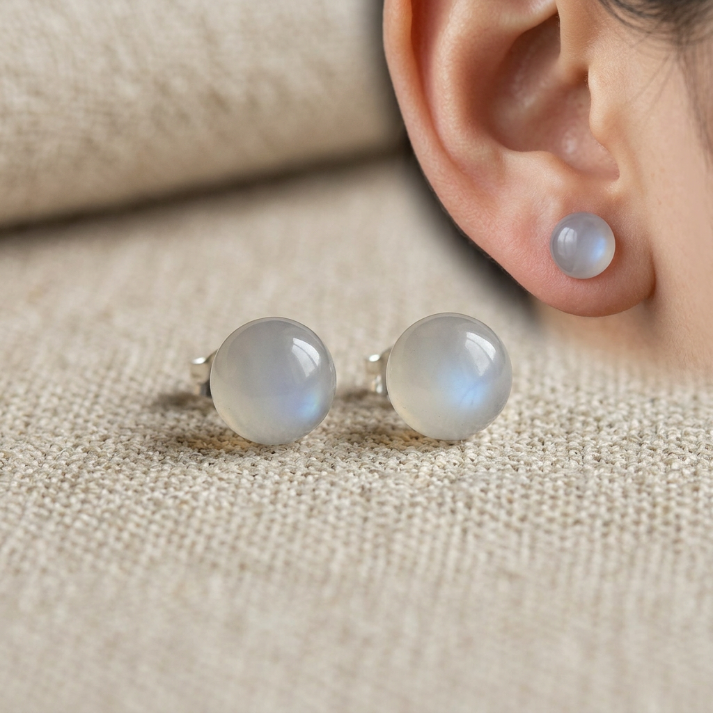 Orecchini Moonstone su lino