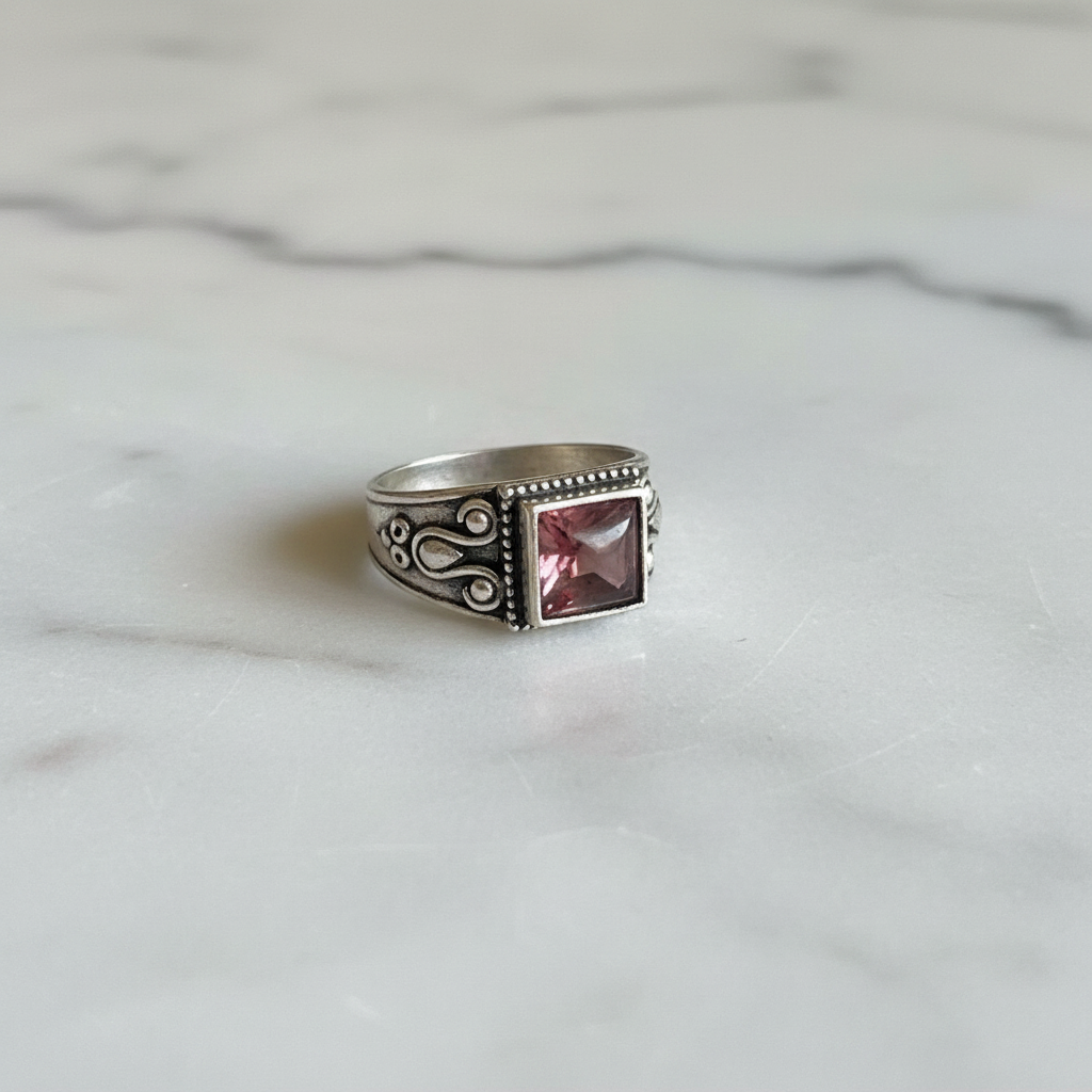 Anello Barocco Silver - Quarzo Fragola