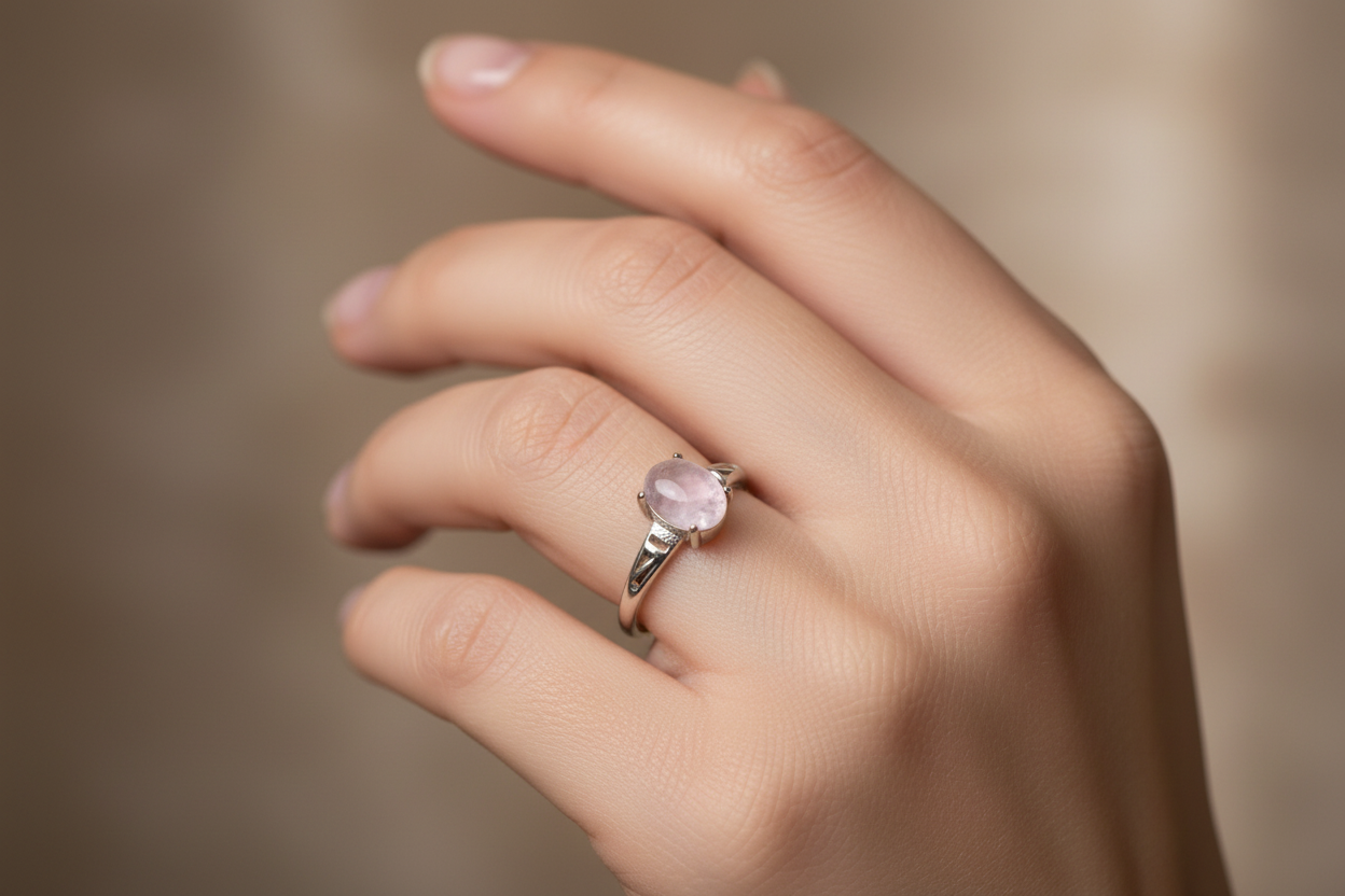 Anello kunzite indossato - lifestyle shot