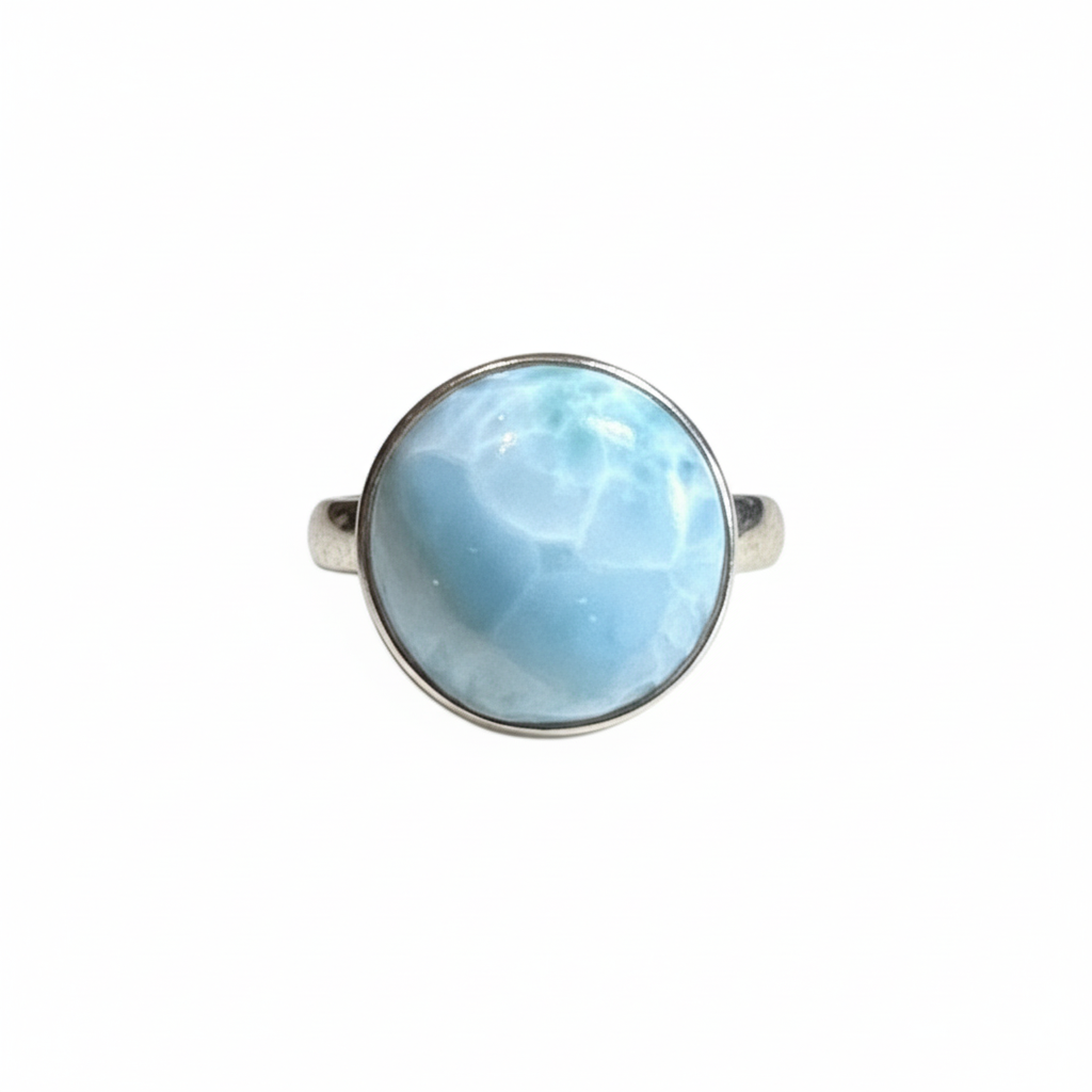 Anello Larimar Naturale Rotondo - sfondo bianco
