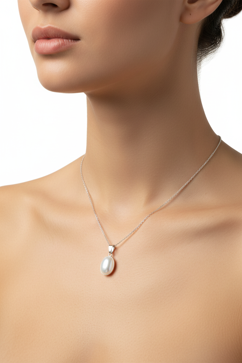 Collana con Ciondolo in Argento e Labradorite Bianca Rainbow