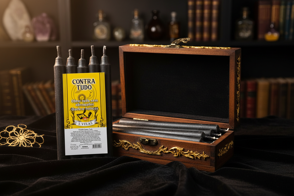 Candele rituali nere nel display espositore