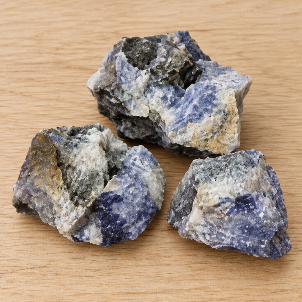 Sodalite grezza A++ su legno