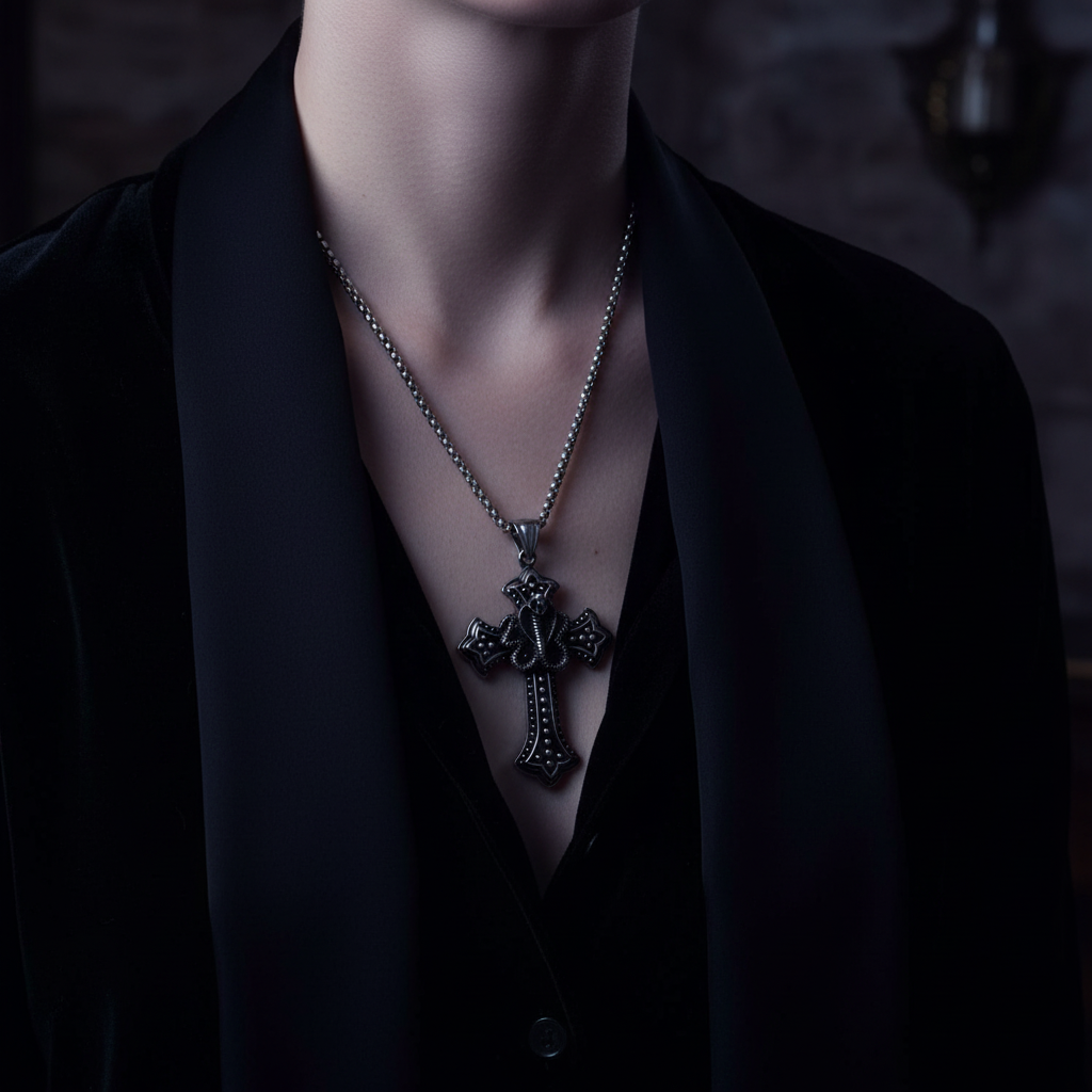 Collana croce e serpente - lifestyle