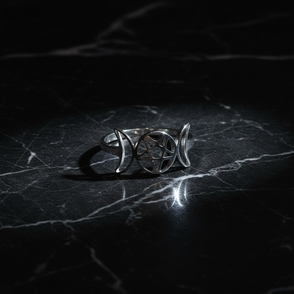 Anello Triplice Luna - Marmo nero