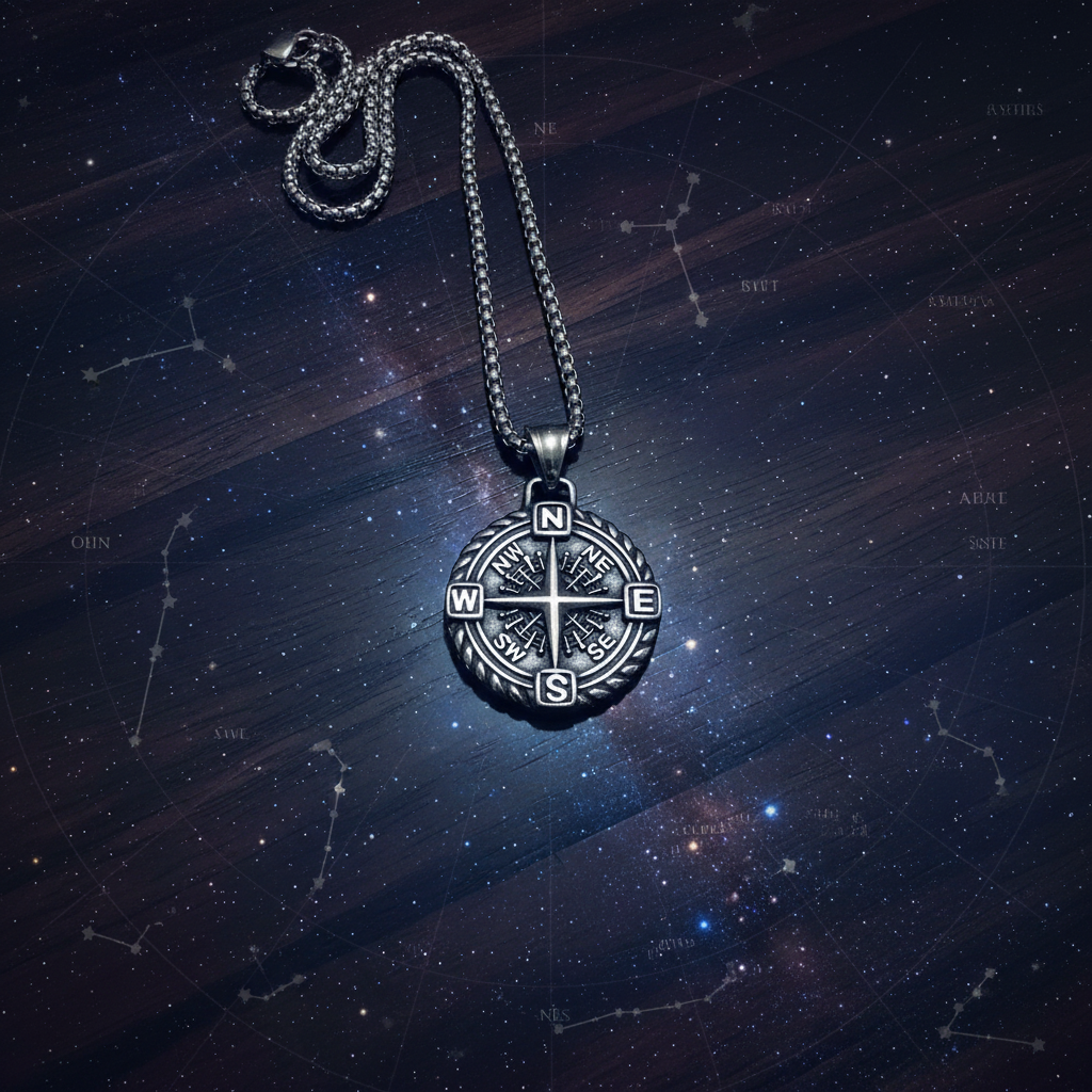 Collana Rosa dei Venti - legno scuro con mappa stellare