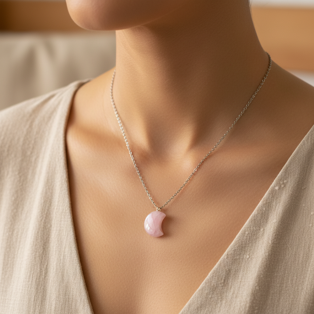 Collana luna kunzite lifestyle indossata