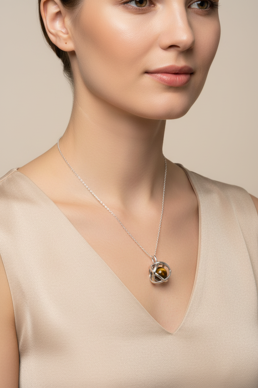 Collana Genesa Occhio di Tigre indossata