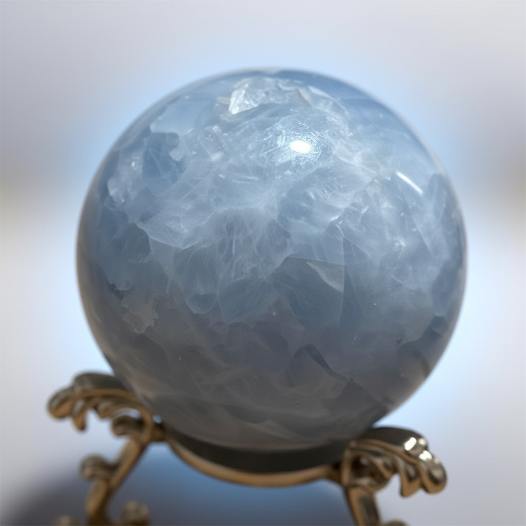 Sfera Calcite Blu close-up texture bande azzurre