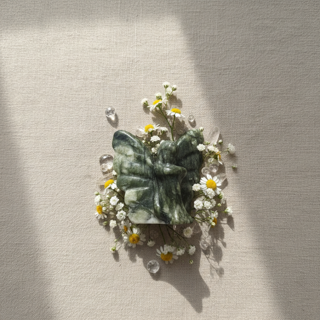 Fata giada verde - fiori e cristalli