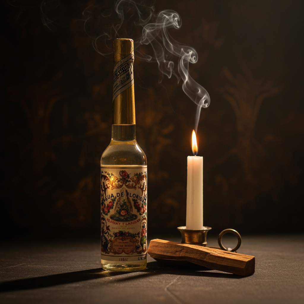 Candela bianca e palo santo, atmosfera rituale scura