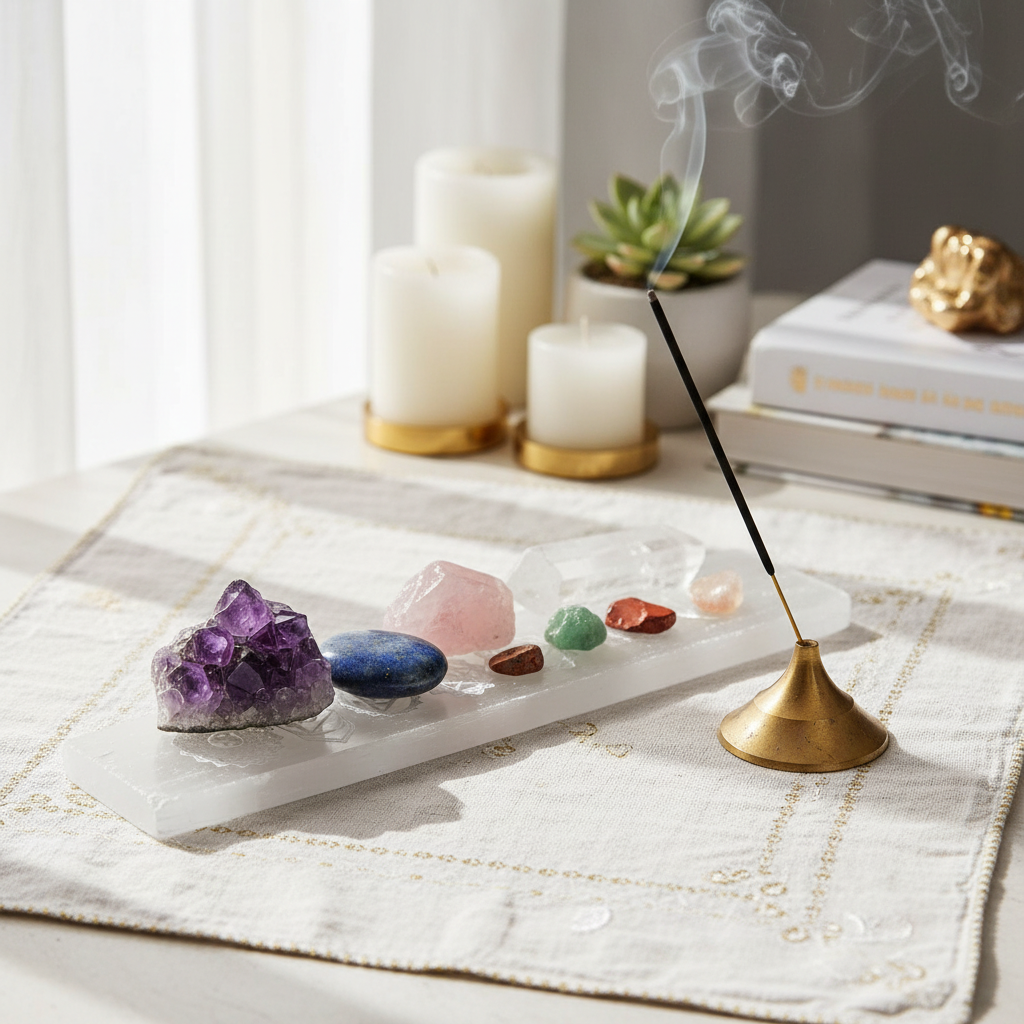 Piastra in Selenite 7 Chakra - Cristalli in ricarica
