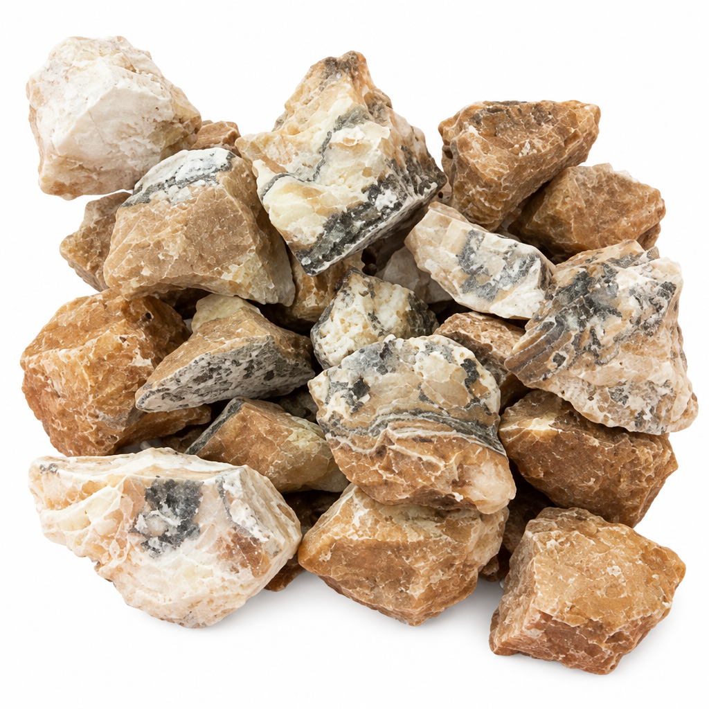 Calcite ambra grezza su bianco