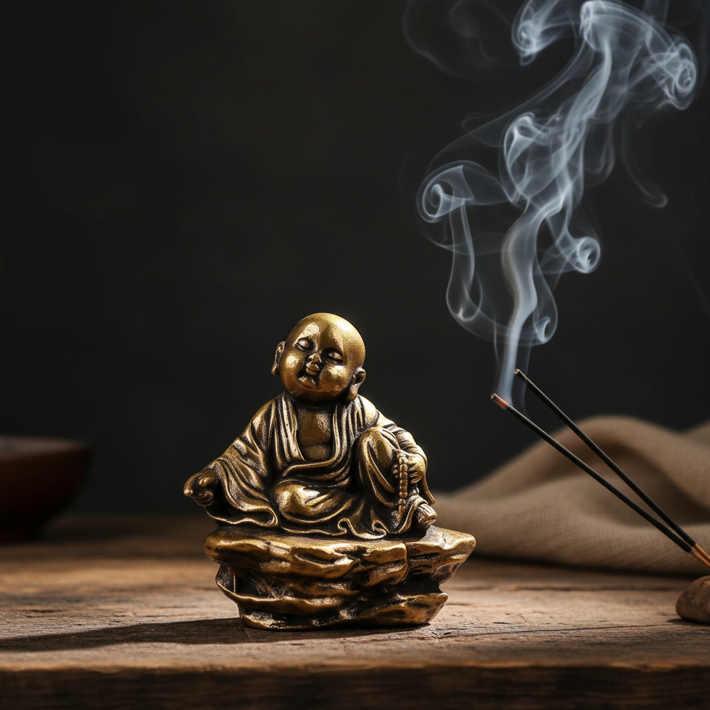 Mini Buddha ottone - incenso e fumo