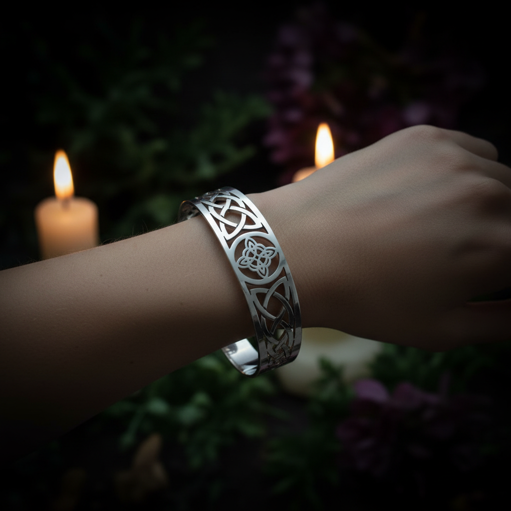 Bracciale Nodo della Strega indossato - mood pagano