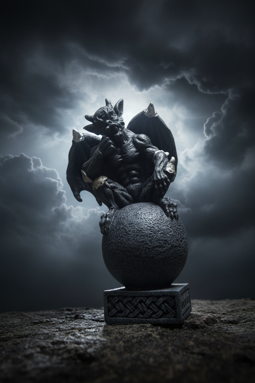 Gargoyle - angolo epico con cielo notturno