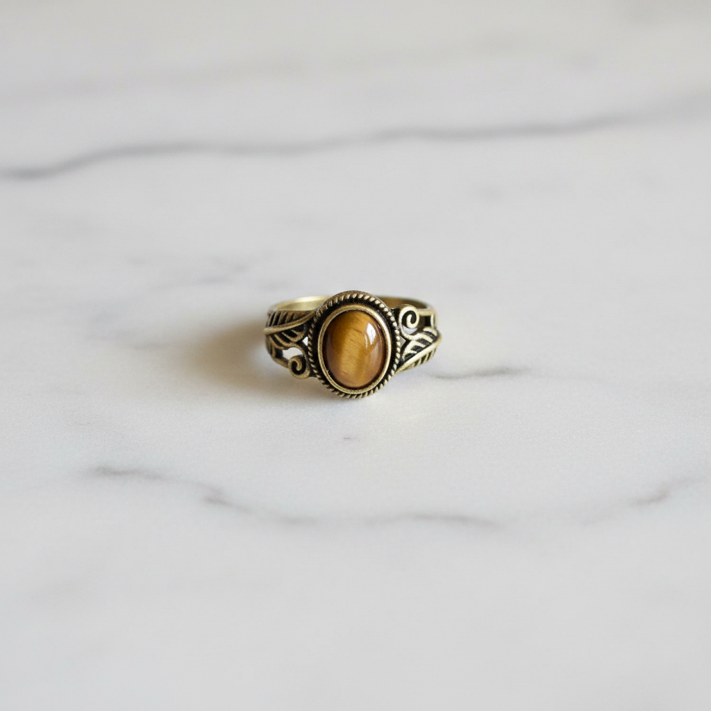 Anello Bronzato Vintage - Occhio di Tigre