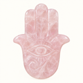 Mano di Fatima in quarzo rosa con occhio centrale
